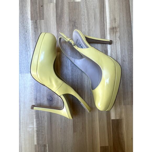 LK Bennett CLEMMIE PATENT LEATHER SLINGBACK PLATFORM HEEL Yellow Size 36 - Picture 9 of 11